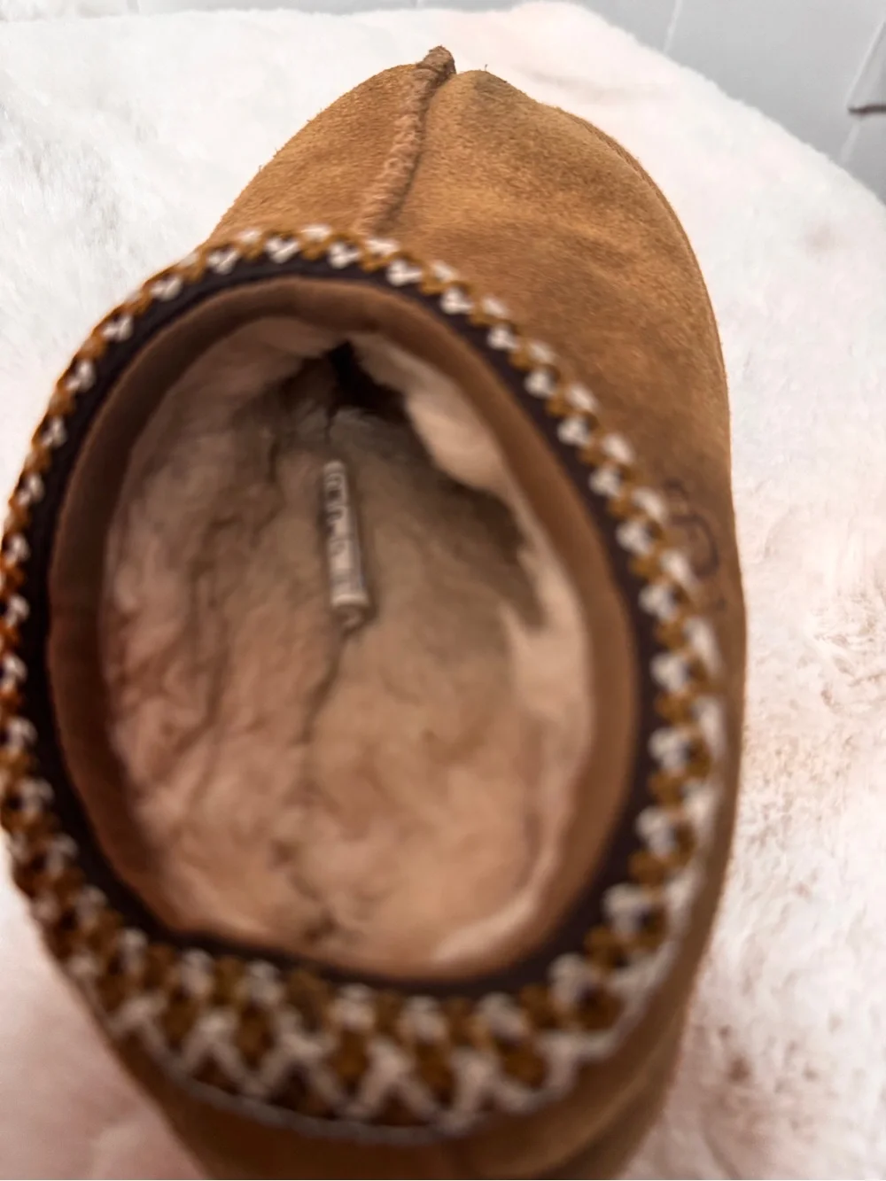 UGG Kids Brown Suede Shearling Slip-On Slippers